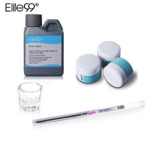 Elite99 Akrilik LiquidOpowder Kiti Manikür Araçları Set Pembe Beyaz Temizle Şeffaf Kristal Tozu Fırça Kalem 6 Adet / Set Nail Art