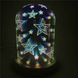 Gece Işıkları 3D Cam Kapak Sihirli Ağaç Gümüş Çiçek LED Başucu Yatak Odası Dekorasyon Masa Lambası Yıldızlı Yaratıcı Işık