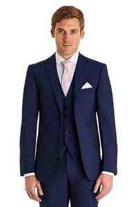 Sıcak Satış Lacivert Damat Smokin Çentik Yaka Groomsmen Erkek Gelinlik Popüler Adam Ceket Blazer 3 Parça Suit (Ceket + Pantolon + Yelek + Kravat) 1875