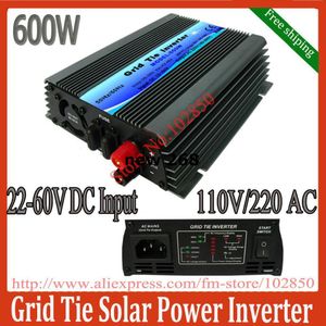 Freeshipping 600W mppt grid tie solar inverter,pure sine wave power inverter,22-60V DC input,120/230V AC output,CE,