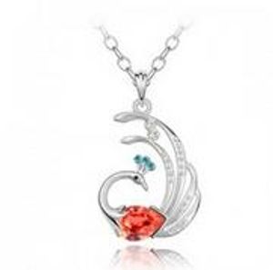 Mode – Österreichische Kristall-Pfau-Halskette, Sterlingsilber, Charms, Platinplatte mit CZ-Kristall, gebohrter Schmuck für Frauen, Weihnachtsgeschenk