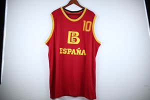 GERÇEK RESİMLER Fernando Martin 10. Takım İspanya Espana baloncesto Kırmızı Retro Basketbol Forması Erkekler Dikişli Özel Herhangi Bir Numara Adı Formalar