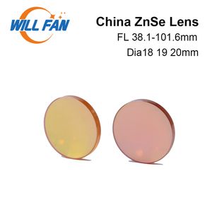 Will Fan Dia18 19 20 mm China ZnSe Co2 Fokuslinse FL50,8 mm 63,5 mm 76,2 mm für Lasergravur-Schneidemaschine