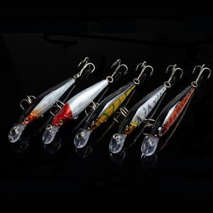 5 Renk Lazer Hatları Minnow Balıkçılık Lures Bas Crankbait Hooks Crank Baits Opp Çanta Ambalaj 8.4 g 8.5cm / 3.35 