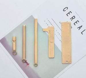 Creative Nordic design brass pen signature pen gel pen refill office collection simple ruler gift package