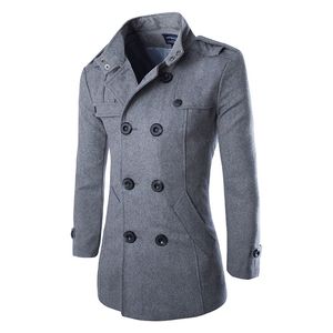 Осень мода зимние мужские куртки и пальто Duffle стильный британский стиль однобортный мужской гороховой шерстяной траншеи