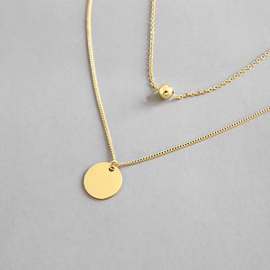 Стерлингового Серебра 925 Многослойные Цепные Ожерелья Для Женщин Новый Простой Геометрический Круглые Шарики Ожерелье Изящных Ювелирных Изделий