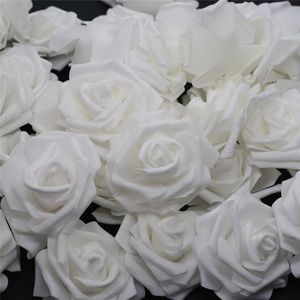 10 adet-100 adet Beyaz Pe Köpük Gül Çiçek Kafası Yapay Gül Ev Için Dekoratif Çiçek Çelenk Düğün DIY Dekorasyon