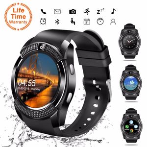 V8 GPS Smart Watch Bluetooth Smart Touch Screen Relógio de pulso com câmera Slot para cartão SIM Relógio inteligente à prova d'água para IOS Android iPhone Watch