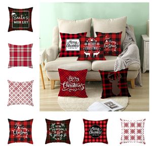 Ev Tekstili Noel Yastık Kılıfı Moda Geyik Baskı Kırmızı Çek Stil Yastık Kapakları Yastık Kapakları Noel Dekorasyon Yatak Takviyesi2i5579