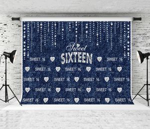 Dream 7x5ft Sweet Sixteen Photography Backdrop Step and Repeat Navy Blue Background for Sweet 16 Birthday Party Photo Shoot Decor Prop