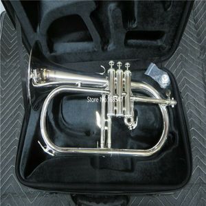 New Brand Bb Flugelhorn Silver Plated Yellow Brass Bell Popular musical instrument With Case Mouthpiece Free Shipping