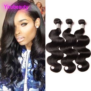 Yiruhair Malásia Extensões de cabelo humano não processado 3 Pacotes onda corporal Três pedaços Um conjunto Dyenable Color natural onda de onda de cabelo Tela