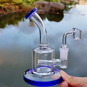 6-дюймовая мини-установка Dab Rig Красочные толстые стеклянные бонги Кальяны Встроенные водопроводные трубы Perc 14-миллиметровые совместные нефтяные вышки Небольшой бонг с 4-миллиметровым кварцевым фейерверком