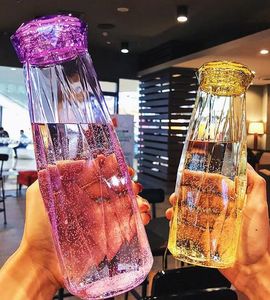 garrafa de água de vidro cristal drinkware garrafas transparentes de pedras preciosas criativas copo de viagem esportes minha garrafa 500ml presente de natal ano novo presentes