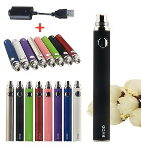 MOQ 1 PCS% 100 Kalite Evod Piller + USB Şarj Cihazı 510 İplik Pili 650 900 1100mAh Ego için Buharlaştırıcı Kalem CE4 MT3 PK KANGERTECH ECIG