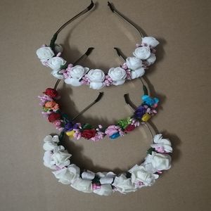 10 adet / grup Moda Çocuk Çocuk Çiçekler Kafa Gül Çiçek Hairband Çocuk Kız Plaj Saç Aksesuarları