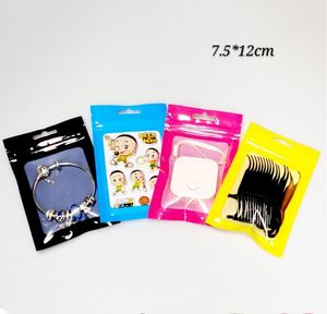 7,5 * 12 см глянцевый zip блокировки продукта упаковки пакеты с прозрачным окном, продуктовый пакет сумка слезы на ровных нижних упаковочных пакетах 100 шт.