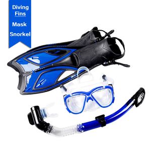 180 Degree Wide View Scuba Underwater Detachable Diving Mask Full Face Snorkeling Mask Swimming Snorkel swimming fins set