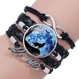 Love Infinity Wolf Charm Bracelet multilayer Wrap Cabochon Bracelets Women Kids Fashion Jewelry Will and Sandy