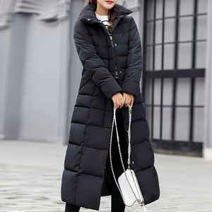 Kadın Aşağı Parkas 2022 Yeni Stil Trendy Ceket Kadın Kış Ceket Pamuk Yastıklı Sıcak Maxi Puffer Bayanlar Uzun Palto Parka Femme Ceket