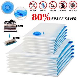 Hoomall Vacuum Bags For Clothes Storage Bag With Valve Transparent Border Foldable Compressed Organizer Space Saving Seal Packet