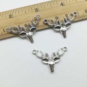 Голова оленя рога старинное серебро подвески подвески ювелирные изделия DIY для ожерелье браслет серьги в стиле ретро 33 * 22 мм