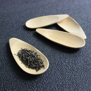 Sıcak satış sevimli kavun tohumu şekli damla şeklindeki el yapımı mini bambu çay kepçeleri kung fu çay kaşığı arkadaşlar için siyah yeşil çay kürek hediyesi 1 adet