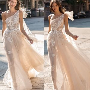 muse by berta wedding dresses one shoulder tulle bridal gowns robes de soire illusion behamian a line wedding dress