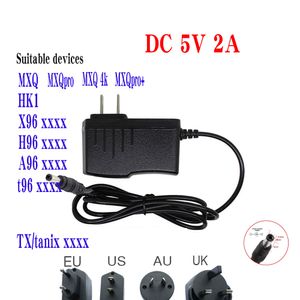 Adaptador de energia plugue dos EUA Saída DC 5V 2A 2000mA entrada AC 100V-240V Fonte de alimentação 5,5mm 2,1mm para MXQ mxqpro X96 mini Max Mate A95X H96 T95 X96Q TV BOX 220V UE AU UK