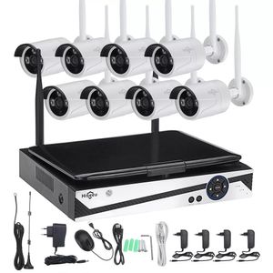 Hiseeu 10 İnç Displayer 8CH 1200P Kablosuz CCTV Sistemi NVR IP Kamera IR-CUT Bullet CCTV Ev Güvenlik Sistemi CCTV Kiti