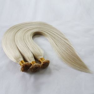 U Tip наращивание человеческих волос малайзийские девственные волосы шелковые прямые кератиновые ногти Remy обесцвеченный светлый цвет 60 18 24 300 г лот