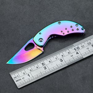 Promosyon !!! Gökkuşağı Bahar Yrd Katlanır Pocket Knife Utility EDC Paslanmaz Çelik Bıçak Anahtarlık Bıçak Survival Dişli