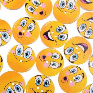200 шт. Smiley Face нарисованные 25 мм деревянные кнопки сапоги пальто швейная одежда аксессуары