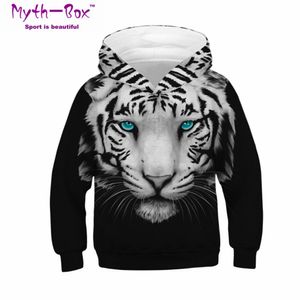 Зимние детские спортивные толстовины животные тигр 3D Принт детские толстовины младшие топ-пуловер 4-13y мальчик/девочка свитера с капюшоном