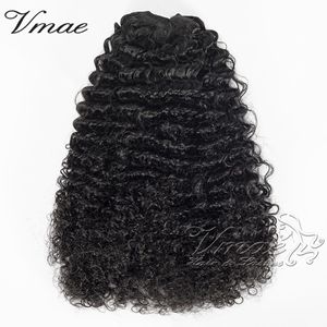 VMAE No Shedding Peruvian Virgin Ponytail Clips Elastic Band Ties Drawstring Natural Black 3A 3B 3C Kinky Curly Real Human Hair Extensions