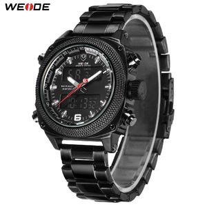 Weide Mens Sports Otomatik Tarih Haftası Dijital Kuvars Paslanmaz Çelik Bant Kemeri Kolluluğu Siyah Saat Relogio Maskulino Hour238X