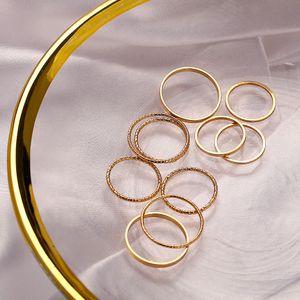 Vintage Altın Renkli Knuckle Halkalar Kadınlar için Set Geometrik Yuvarlak Dokunma Bükme Parmak Yüzük Kadın Moda Takı Yeni Toptan