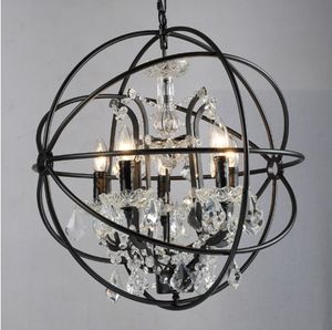 Indústria retro pingente de cristal candelabros ferro bola forma lâmpada e14 vintage loft americano art arte lâmpada pendurado sala de estar llfa