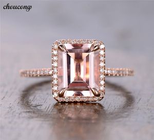 Choucong Fashion Princess Cut Ring Rose Gold Filled 2ct Diamond cz Anniversary Wedding Band Rings For Women Finger Jewelry Gift