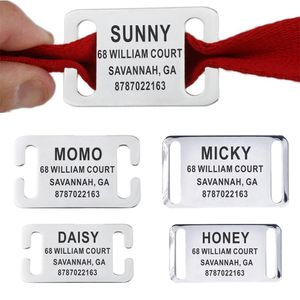 Personalized Pet ID Tag Slide-on Engraved Stainless Steel Name Tags Collar Accessories Pendant For Dog Cat