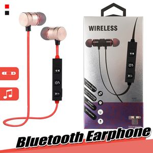 Auricolari Bluetooth Cuffie wireless con microfono Chiamate Auricolari musicali Cuffie sportive magnetiche stereo per smartphone Android iOS con pacchetto piatto