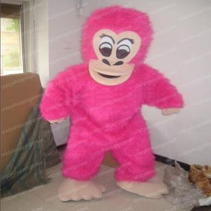 2019 Costume della mascotte di Halloween Cartoon hot Pink Gorilla scimpanzé Anime tema personaggio Natale Carnival Party Fancy Costumes Adult Outfit