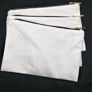 12 onças de algodão branco saco de maquiagem da lona com black-gold zip forro de ouro em branco saco de lona de cosméticos saco de lona de cor sólida higiênico em estoque