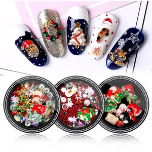 8 projetos da árvore de Natal do floco de neve meia prego Decorações Nail Art Metal Alloy DIY 3D Pedrinhas Acessórios ferramentas de jóias