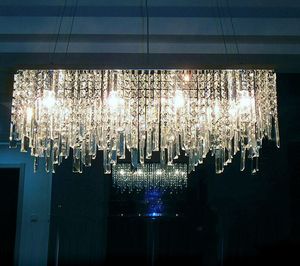 Современный китайский простой моды творческий прямоугольный кристалл K9 LED люстра ресторан освещения Потолочные светильники LED светильник MYY