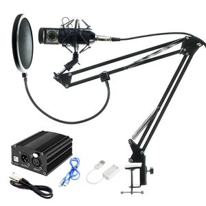 Tam Set Mikrofon Profesyonel BM800 Kondenser KTV Mikrofon Pro Audio Studio Vokal Kaydı Mic + Metal Şok Dağı