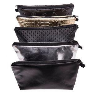 Black Skull Solid Color Cosmetic Bag Women PU Leather Makeup Bag Travel Organizer For Cosmetics Toiletry Kit Bag