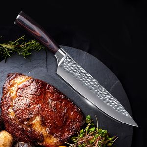 Şef Mutfak Bıçağı 8 inç 7Cr17 Paslanmaz Çelik Keskin Meslek Japon Dövme Anti-Stick Balta Sebze Sarmaşık Bıçaklar Pişirme Araçları
