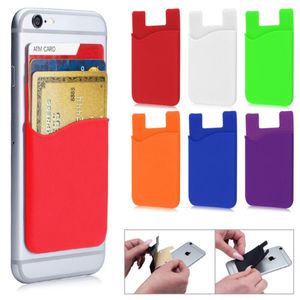 Universele telefoon zachte siliconen kaartsleuf kaarten pocket krediethouder met 3M lijm achterkant draagbare kaarthouder